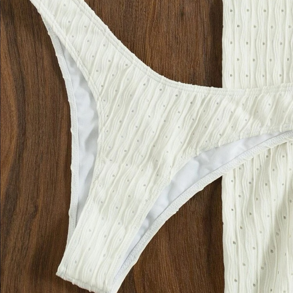 3 piece white bathing suit